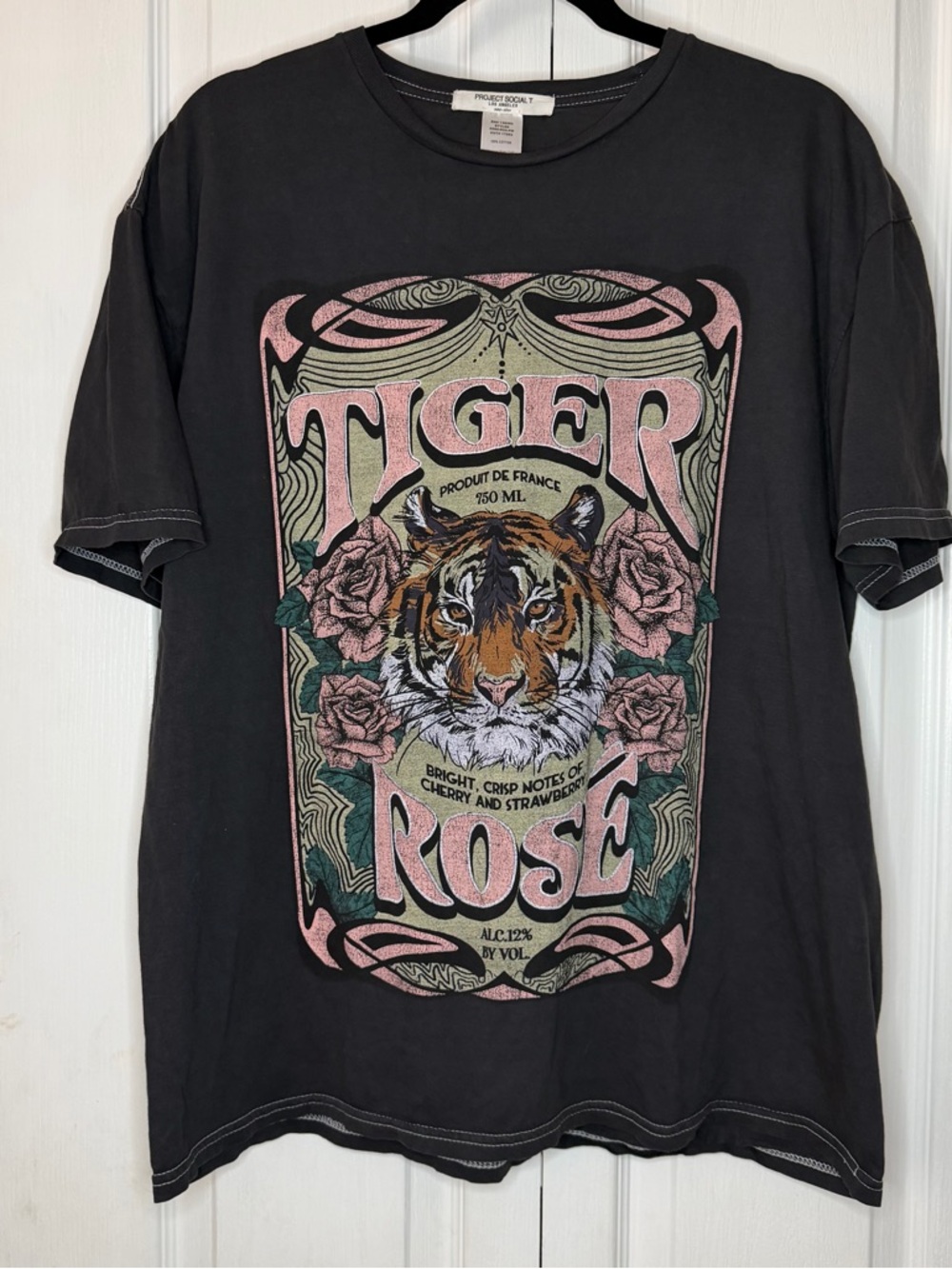 Project Social T Tiger Rose Graphic Tee Vintage Wash One Size